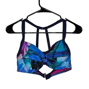 Title Nine Kuapapa strappy twist front bikini top water color Women's size 32C